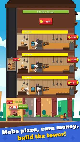 Pizza Tower: Idle Tycoon (Пицца Тауэр) [MOD: Меню/Много денег] - Скриншот 2