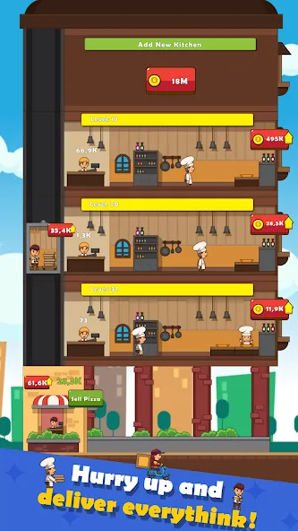 Pizza Tower: Idle Tycoon (Пицца Тауэр) [MOD: Меню/Много денег] - Скриншот 3