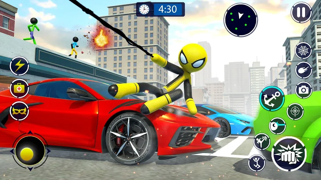 Spider Stickman Rope Hero Game [MOD: Бесконечные деньги] - Скриншот 1