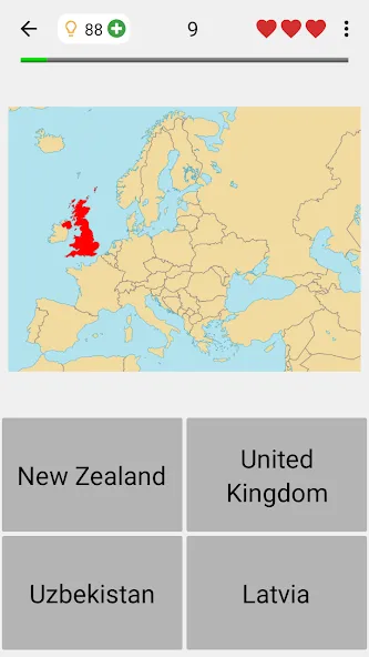 Maps of All Countries Geo-Quiz [MOD: Много монет/Энергии] - Скриншот 1
