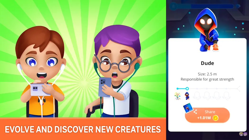 Human Evolution Clicker [MOD: Бесконечные деньги] - Скриншот 1