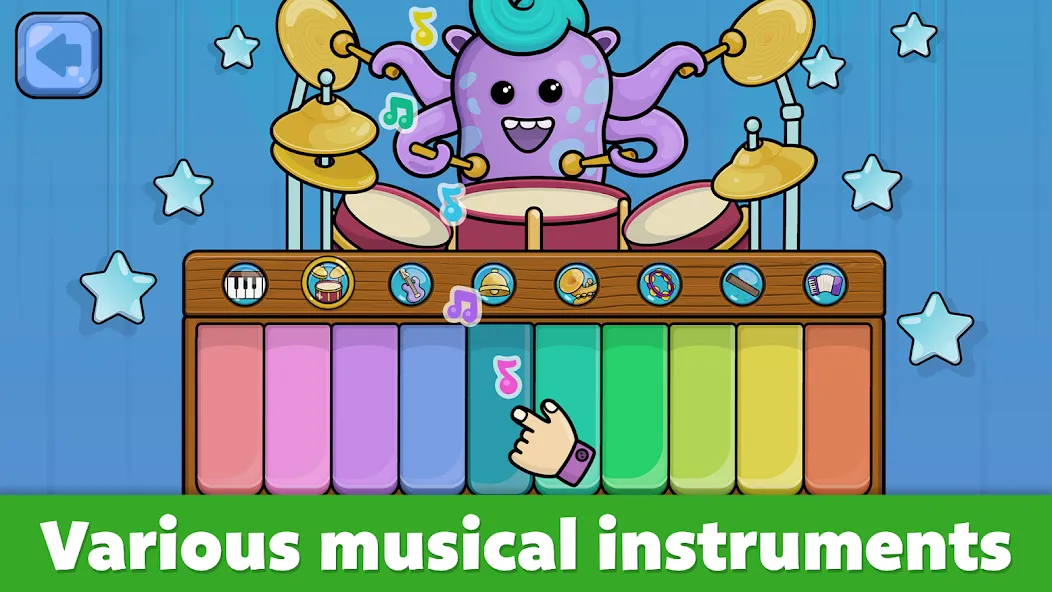 Baby Piano: Kids Music Games [MOD: Много монет/Энергии] - Скриншот 2