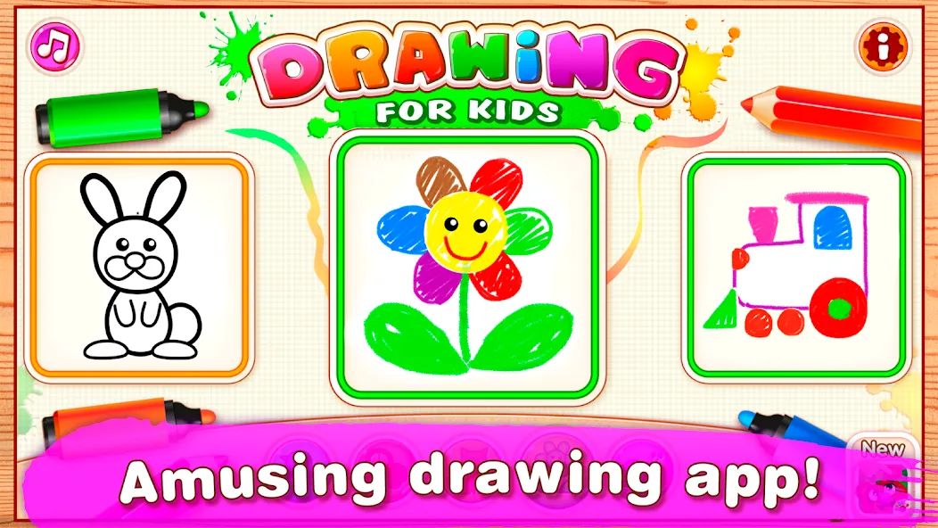 Bini Drawing for Kids Games (Бини) [MOD: Меню/Много денег] - Скриншот 1
