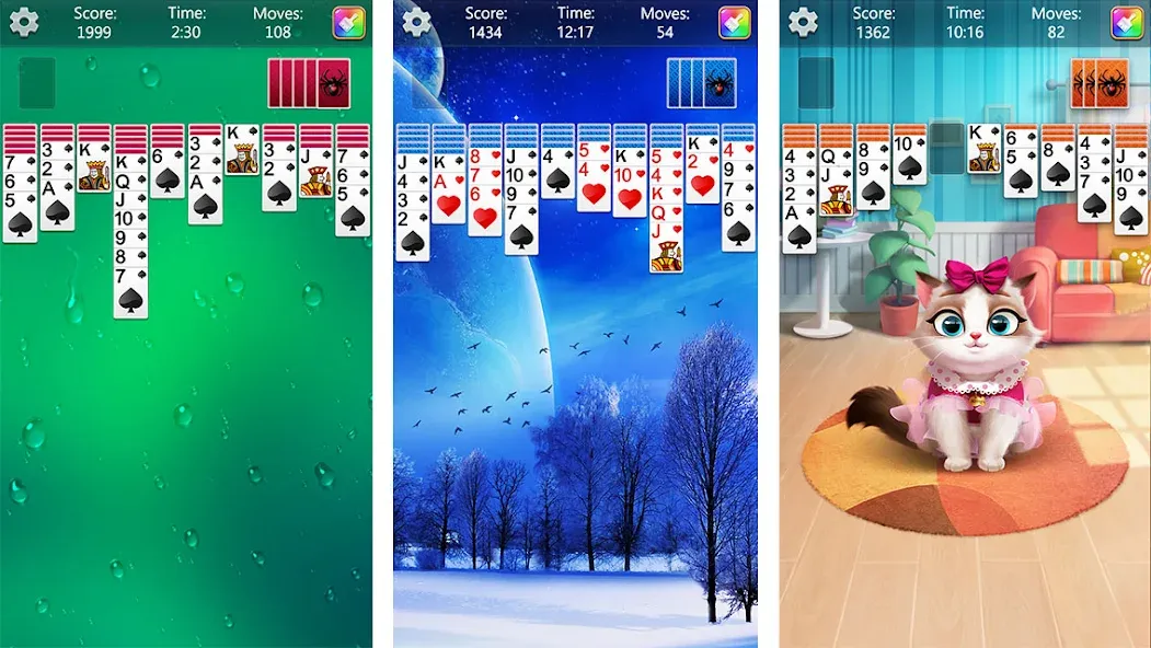Spider Solitaire Fun (Спайдер Солитер Фан) [MOD: Все разблокировано] - Скриншот 1