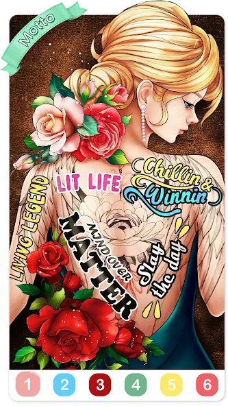 Tattoo Coloring games [MOD: Меню/Много денег] - Скриншот 5