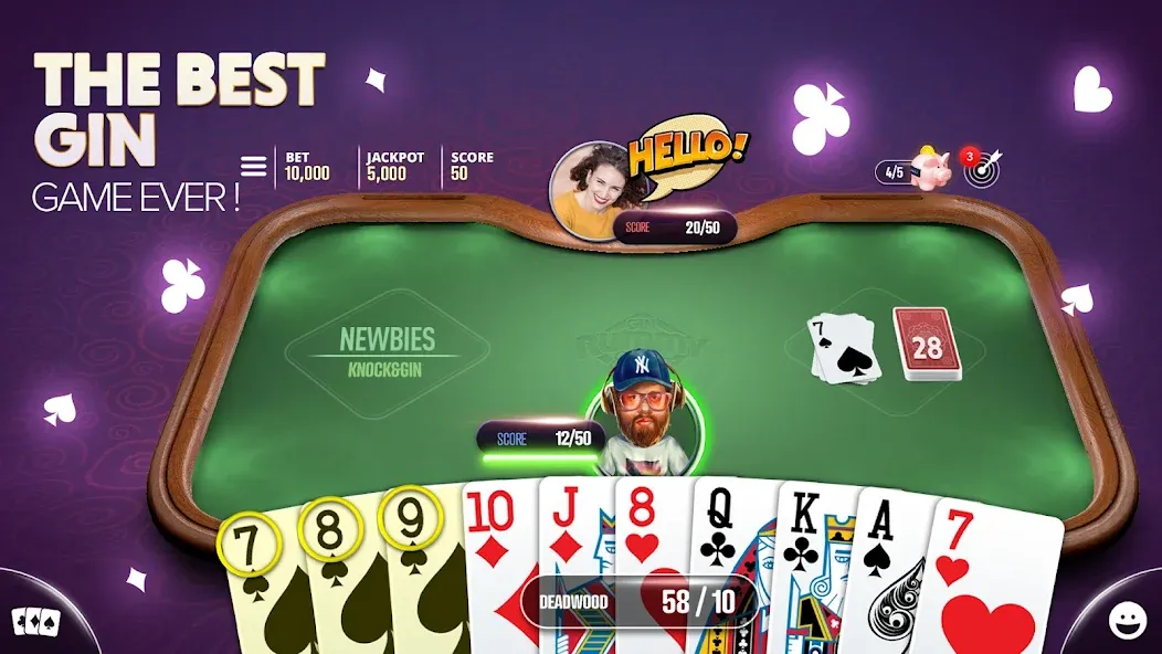 Gin Rummy Extra — Online Rummy (Джин Рамми Экстра) [MOD: Разблокировано] - Скриншот 1