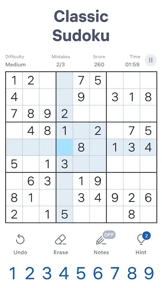 Sudoku.com — Classic Sudoku [MOD: Все открыто] - Скриншот 1
