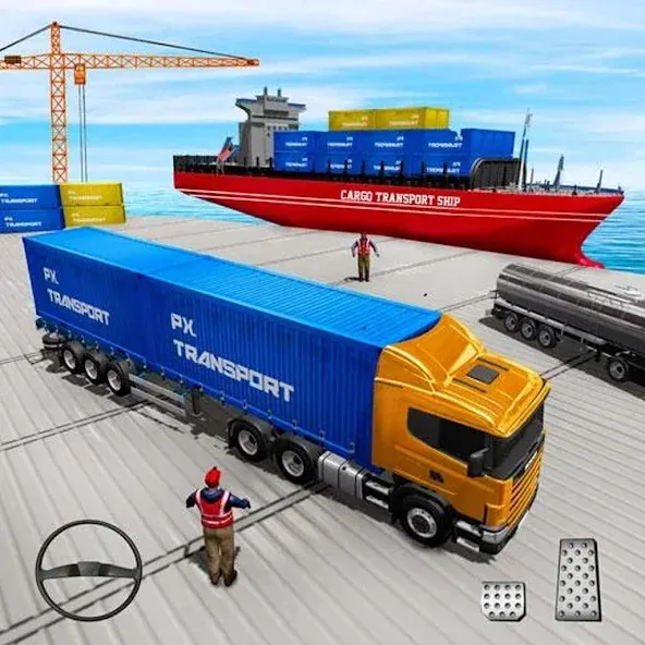 Cargo Transport Truck Driving (Грузовик перевозки грузов) [MOD: Бесконечные деньги] - Скриншот 1
