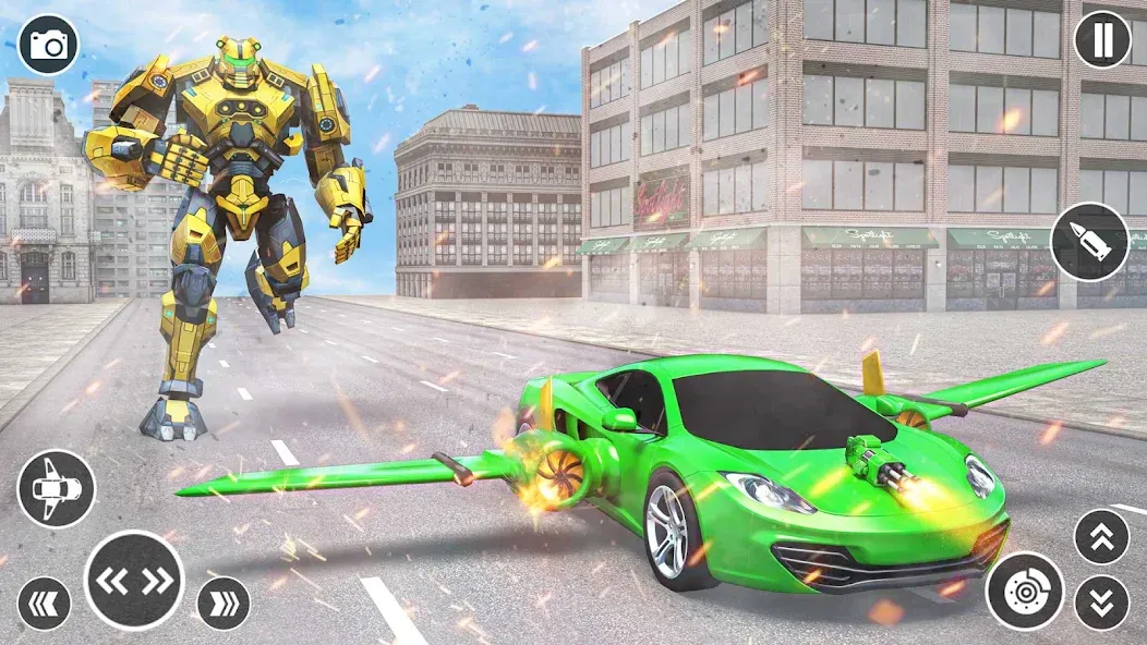 Flying Car Robot Shooting Game [MOD: Бесконечные деньги] - Скриншот 4