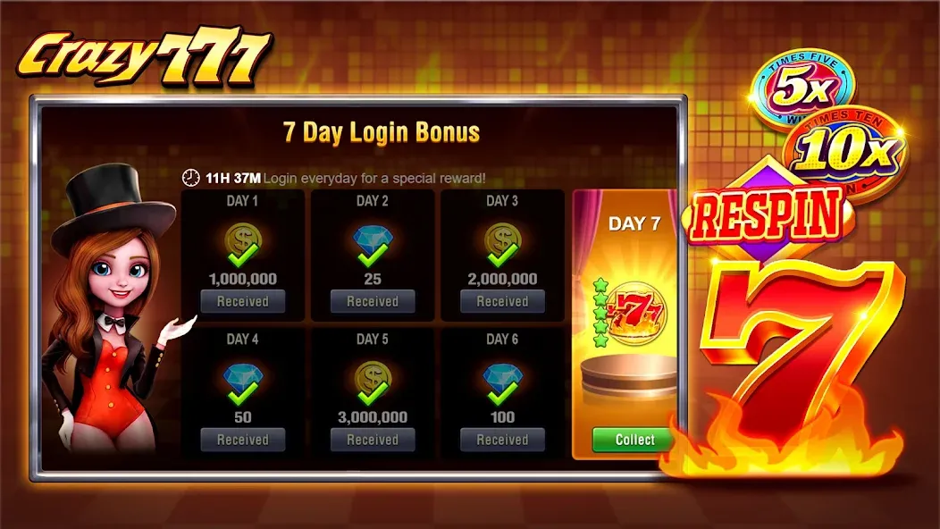 Crazy 777 Slot-TaDa Games (Крэйзи 777 Слот) [MOD: Меню/Много денег] - Скриншот 4