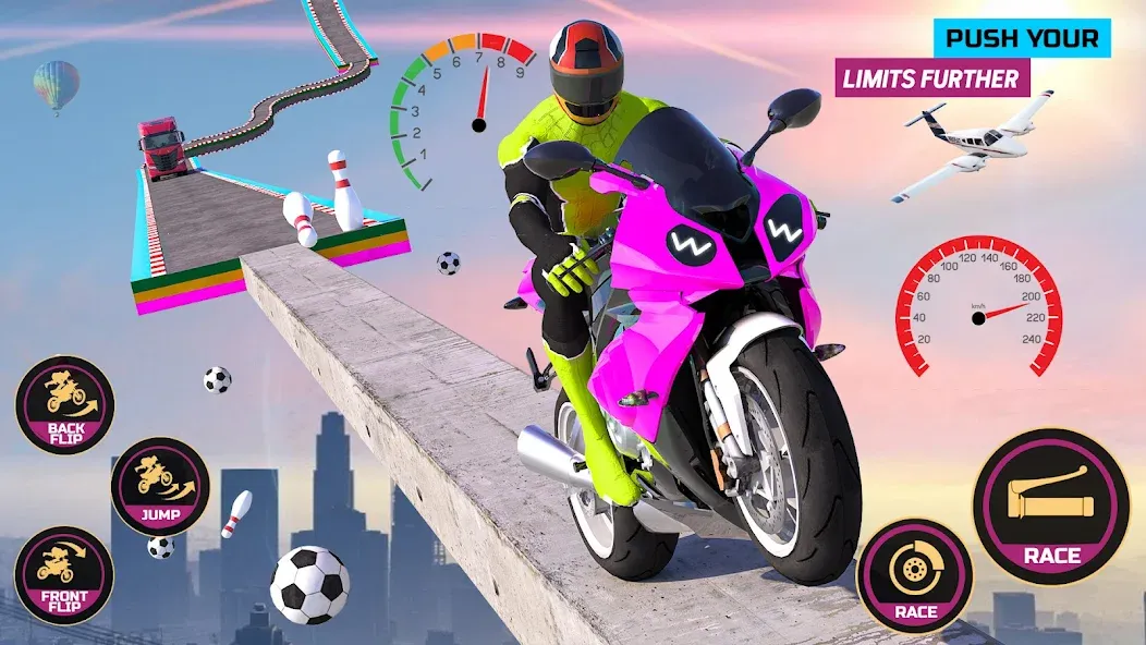 Racing Bike Stunt Games Master (Гонки на мотоциклах Мастер игр в трюки) [MOD: Mega Mod/Меню] - Скриншот 1