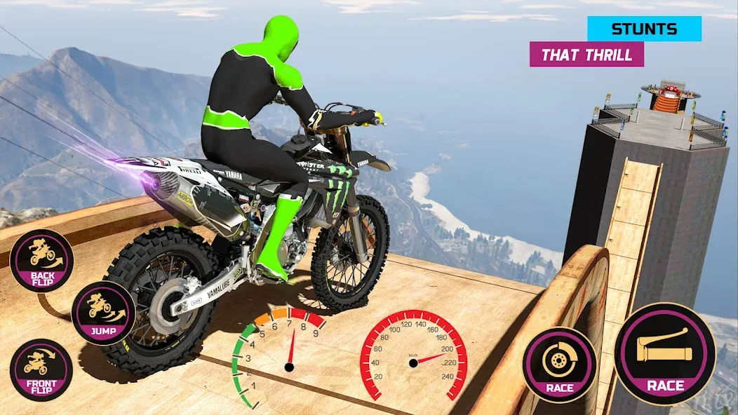 Racing Bike Stunt Games Master (Гонки на мотоциклах Мастер игр в трюки) [MOD: Mega Mod/Меню] - Скриншот 2