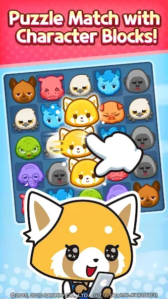 Aggretsuko : Match 3 Puzzle (Аггретсуко) [MOD: Разблокировано] - Скриншот 1