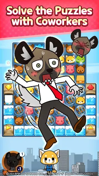 Aggretsuko : Match 3 Puzzle (Аггретсуко) [MOD: Разблокировано] - Скриншот 2