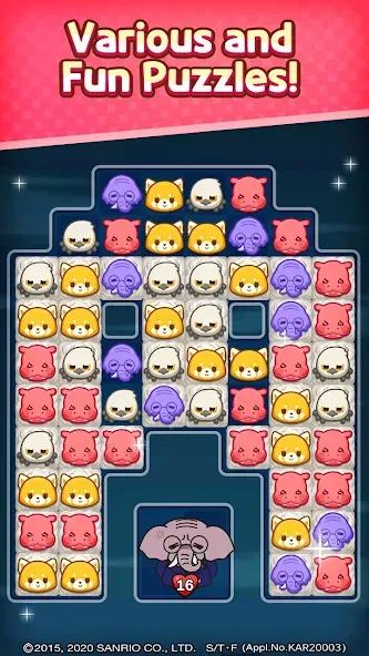 Aggretsuko : Match 3 Puzzle (Аггретсуко) [MOD: Разблокировано] - Скриншот 4