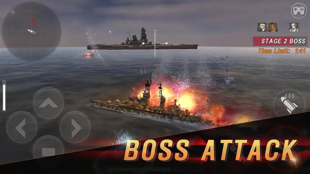 WARSHIP BATTLE:3D World War II [MOD: Меню/Много денег] - Скриншот 5