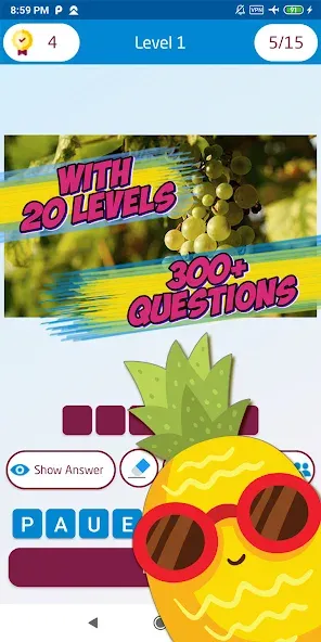 Guess the fruit name game [MOD: Меню/Много денег] - Скриншот 3