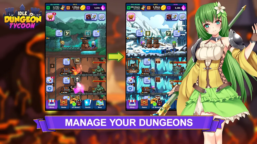 Idle Dungeon Tycoon (Айдл Данжен Тайкун) [MOD: Мод Меню/Взлом] - Скриншот 1
