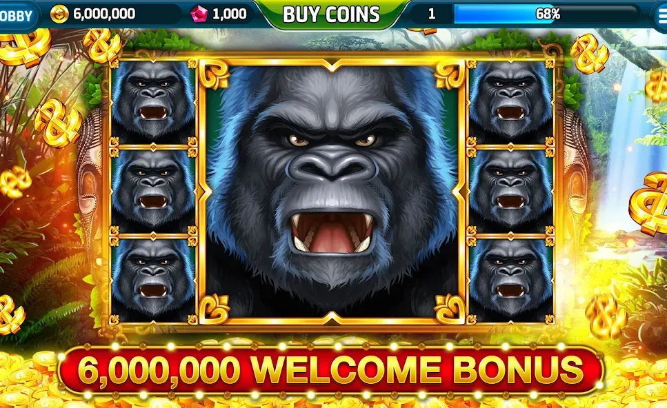 Ape Slots: Vegas Casino Deluxe [MOD: Mega Mod/Меню] - Скриншот 1