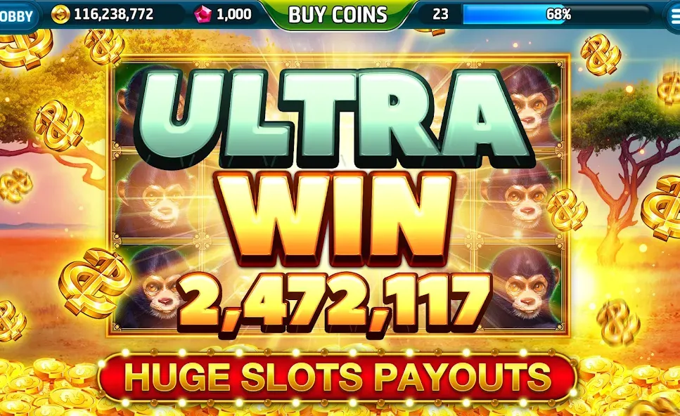 Ape Slots: Vegas Casino Deluxe [MOD: Mega Mod/Меню] - Скриншот 2