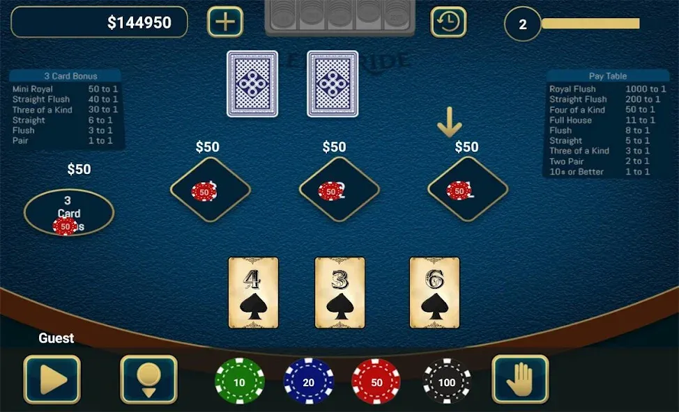 Let It Ride Poker [MOD: Меню/Много денег] - Скриншот 1