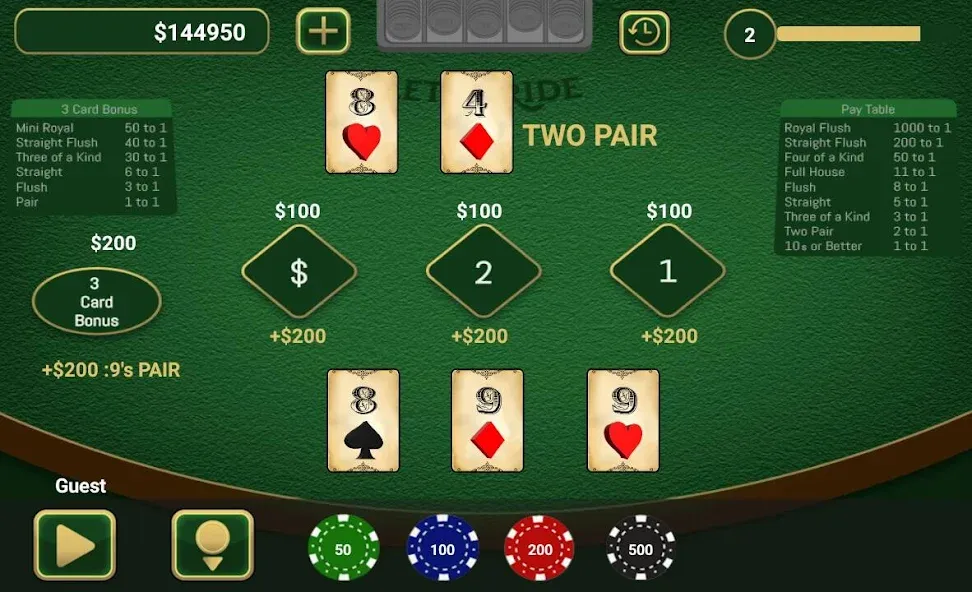 Let It Ride Poker [MOD: Меню/Много денег] - Скриншот 2
