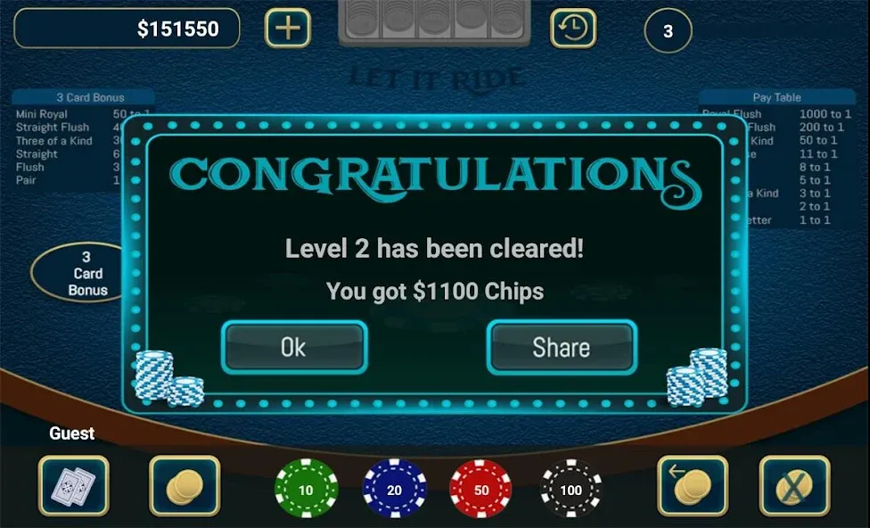 Let It Ride Poker [MOD: Меню/Много денег] - Скриншот 4