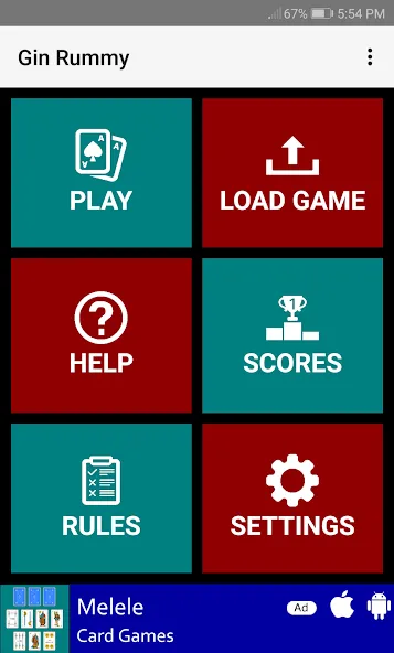 Gin Rummy (Джин Рамми) [MOD: Меню/Много денег] - Скриншот 1