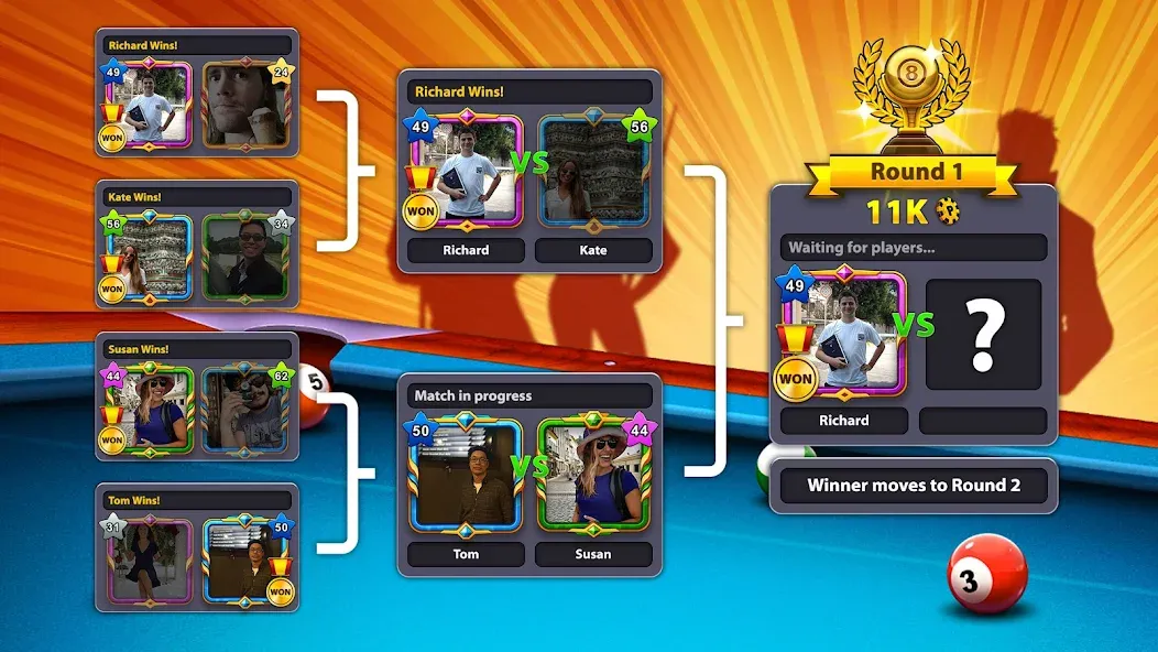 8 Ball Pool (Шаровый Бильярд) [MOD: Меню/Много денег] - Скриншот 4