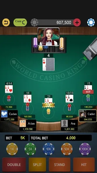 World Blackjack King [MOD: Меню/Много денег] - Скриншот 1