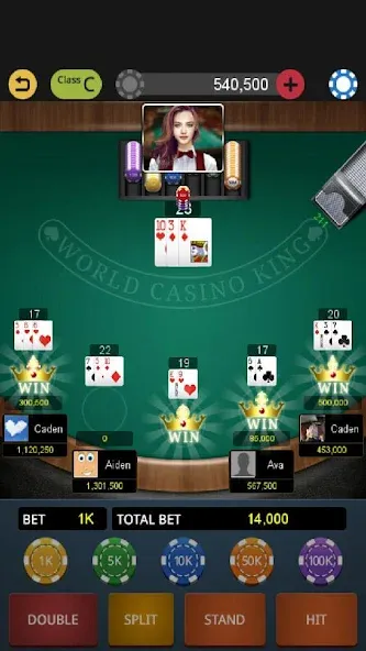 World Blackjack King [MOD: Меню/Много денег] - Скриншот 2