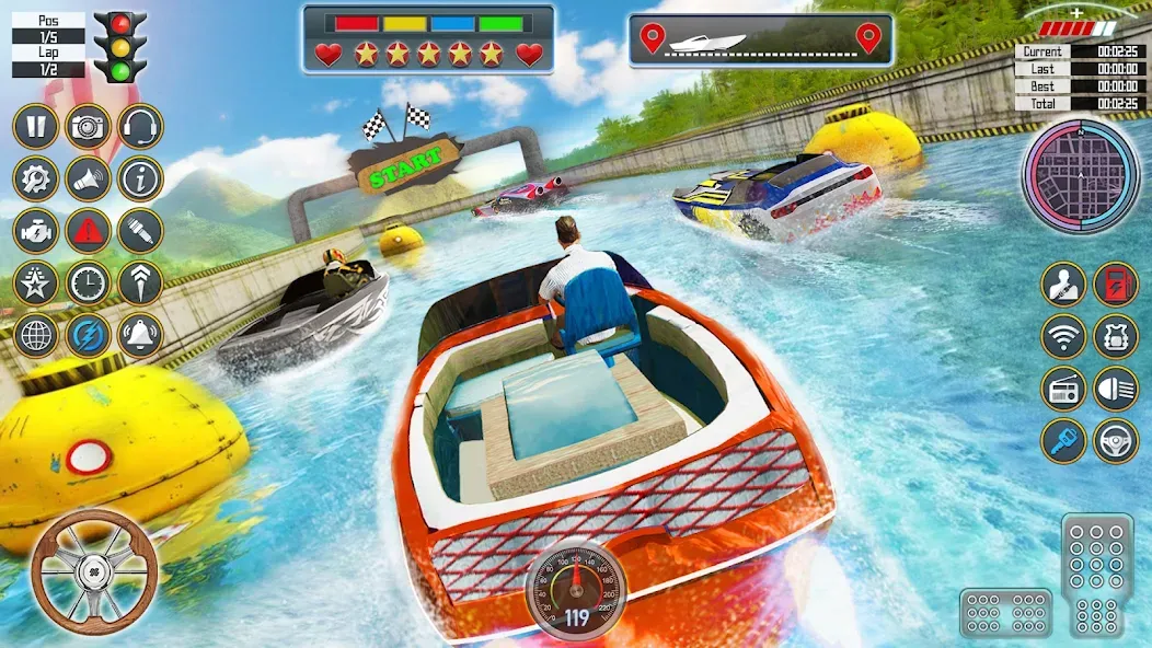 Speed Boat Racing: Boat games [MOD: Меню/Много денег] - Скриншот 1