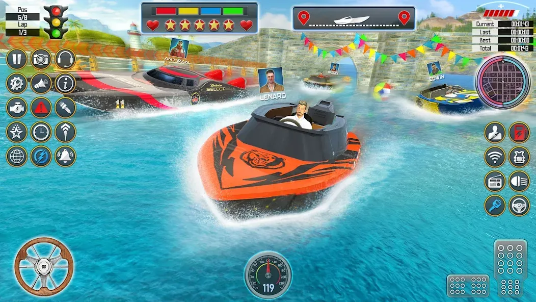 Speed Boat Racing: Boat games [MOD: Меню/Много денег] - Скриншот 2