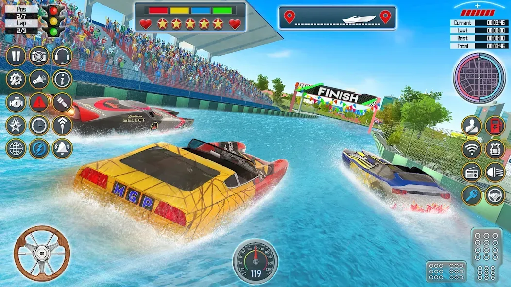 Speed Boat Racing: Boat games [MOD: Меню/Много денег] - Скриншот 4