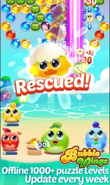 Bubble Wings: bubble shooter (Бабл Вингс) [MOD: Все разблокировано] - Скриншот 1