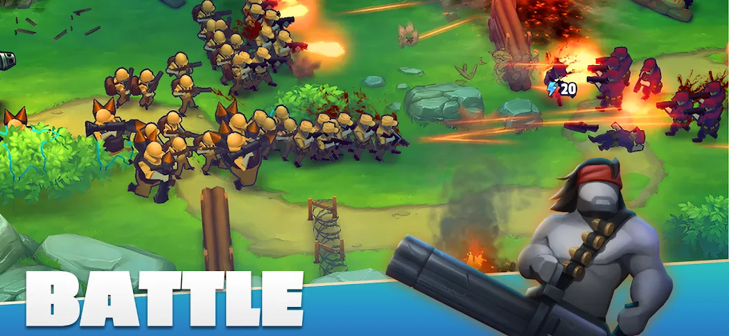 GUNS UP! Mobile War Strategy [MOD: Меню/Много денег] - Скриншот 1