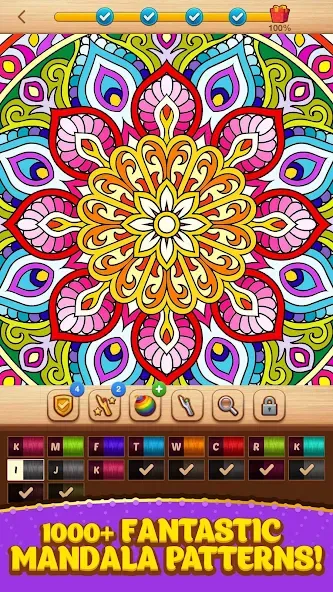 Cross Stitch Coloring Mandala (Кроссстиль раскрашивание мандала) [MOD: Бесконечные деньги] - Скриншот 1
