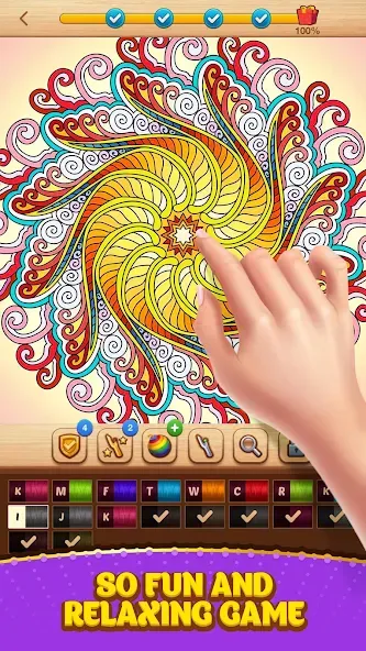 Cross Stitch Coloring Mandala (Кроссстиль раскрашивание мандала) [MOD: Бесконечные деньги] - Скриншот 3
