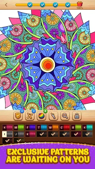 Cross Stitch Coloring Mandala (Кроссстиль раскрашивание мандала) [MOD: Бесконечные деньги] - Скриншот 4