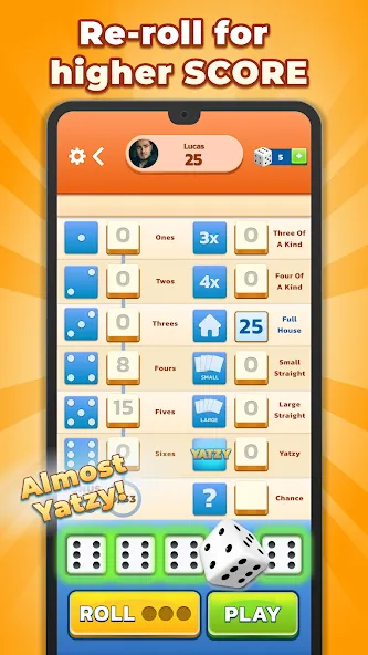 Yatzy — Fun Classic Dice Game (Ятзи) [MOD: Меню/Много денег] - Скриншот 5