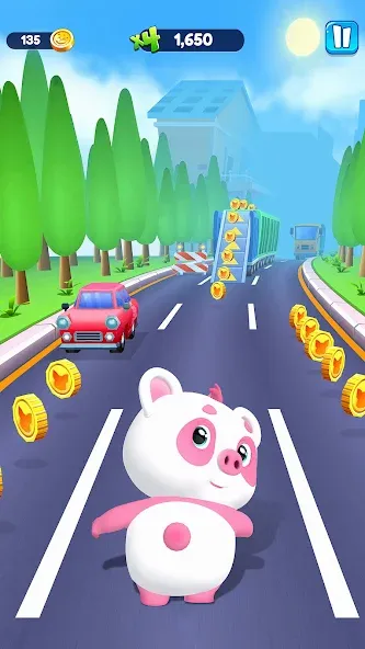 Piggy Panda Run: Fun Game [MOD: Бесконечные деньги] - Скриншот 1