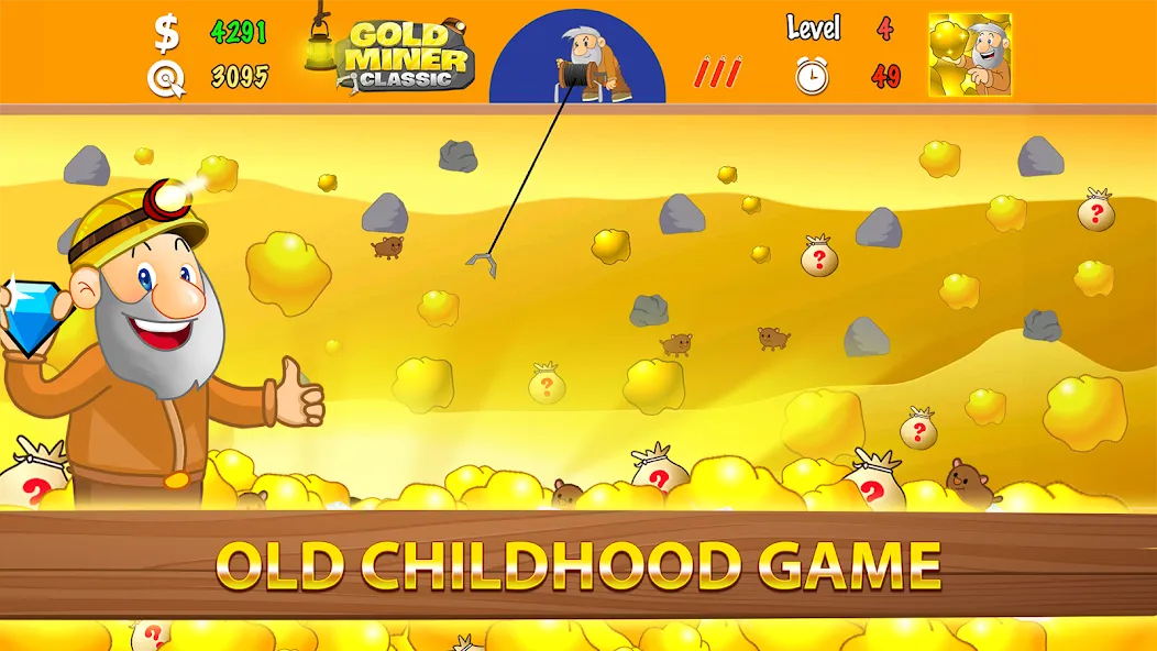 Gold Miner Classic: Gold Rush (Голд Майнер Классик) [MOD: Premium/Unlocked] - Скриншот 1