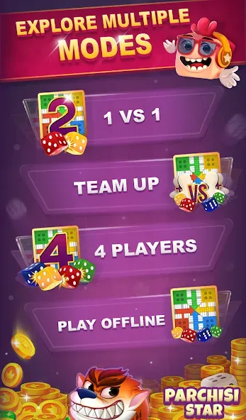 Parchisi STAR Online (Парчиси ЗВЕЗДА Онлайн) [MOD: Меню/Много денег] - Скриншот 2