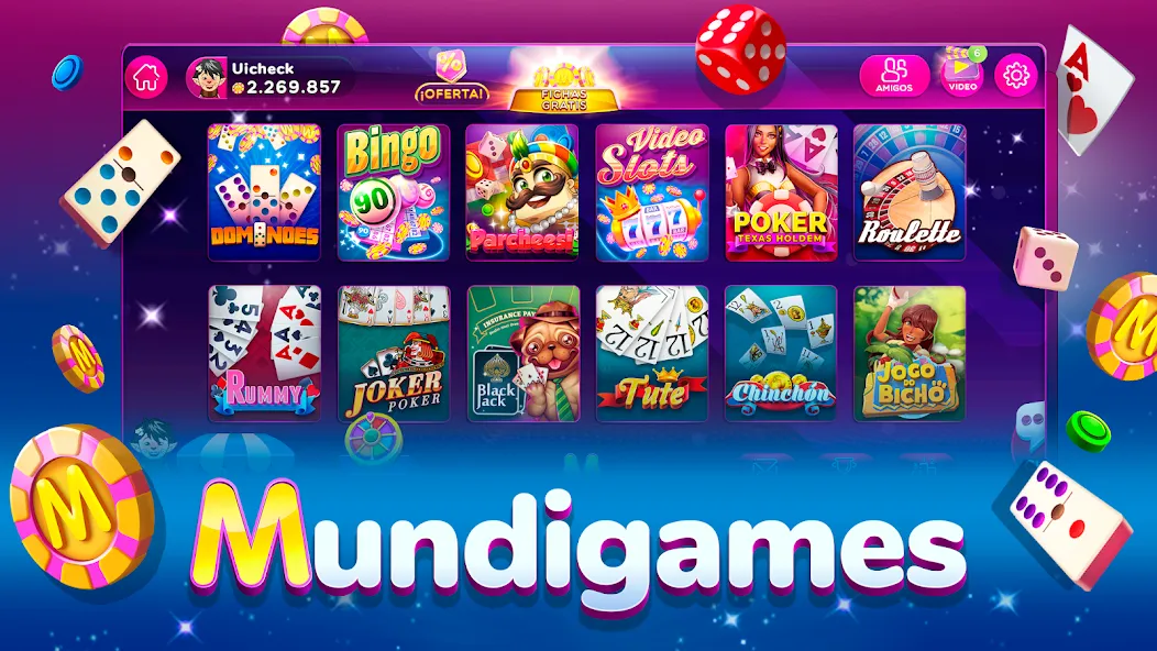 MundiGames: Bingo Slots Casino (Мундийуэгос) [MOD: Много монет/Энергии] - Скриншот 1