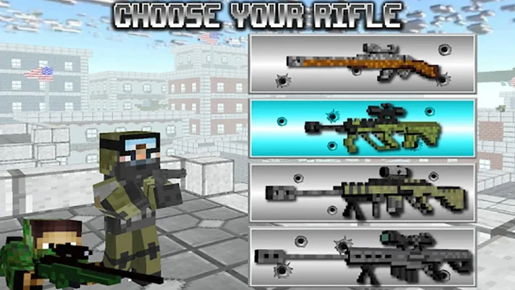 American Block Sniper Survival (Американский блок снайпер выживание) [MOD: Бесконечные деньги] - Скриншот 1