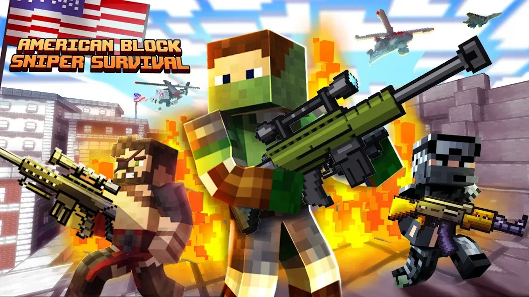 American Block Sniper Survival (Американский блок снайпер выживание) [MOD: Бесконечные деньги] - Скриншот 2