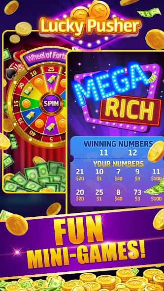 Lucky Cash Pusher Coin Games (Лаки Кэш Пушер Коин Геймс) [MOD: Меню/Много денег] - Скриншот 4