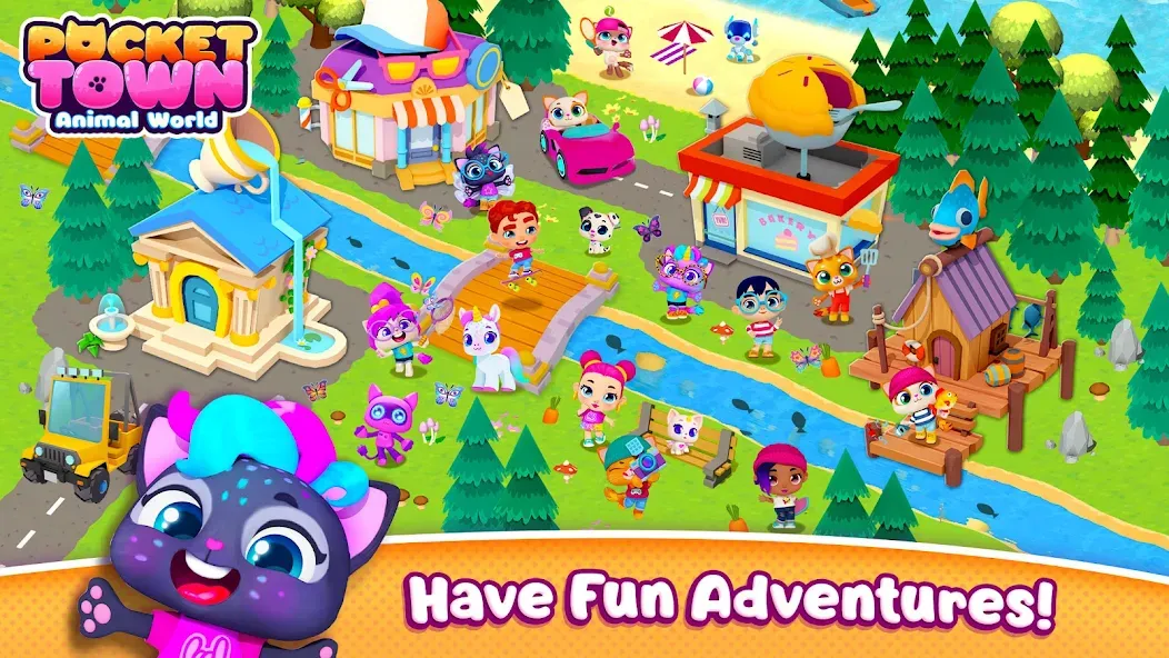 Pocket Town — Animal World [MOD: Меню/Много денег] - Скриншот 1