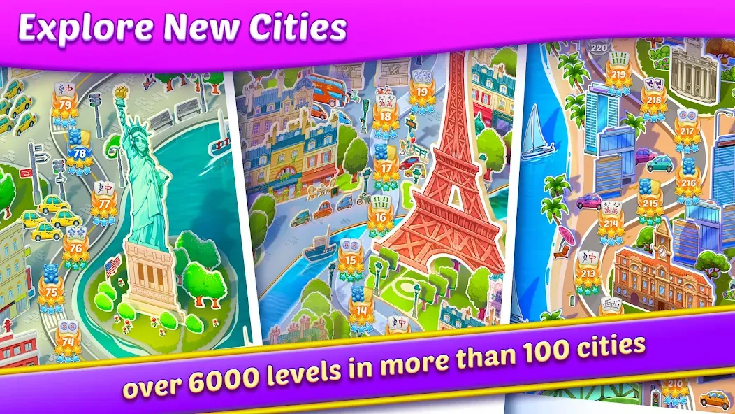Mahjong City Tours: Tile Match (Маджонг Сити Турс) [MOD: Меню/Много денег] - Скриншот 3
