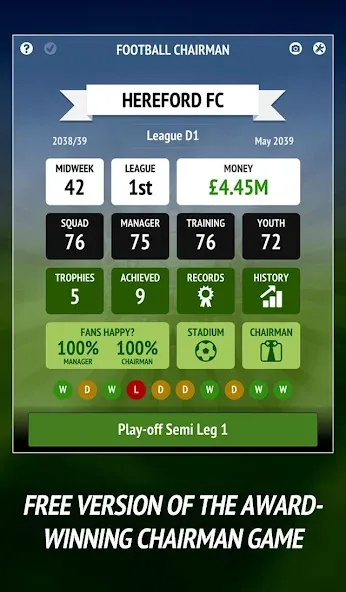Football Chairman (Soccer) (Футбольный председатель) [MOD: Много монет/Энергии] - Скриншот 1